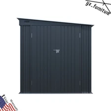 6x8FT Galvanized Steel Outdoor Storage Shed w/ Free PC Light Board Lockable Door