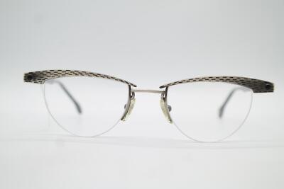 Vintage TLH eyewear design N 520 Silber Schwarz Halbrand Brille eyeglasses NOS