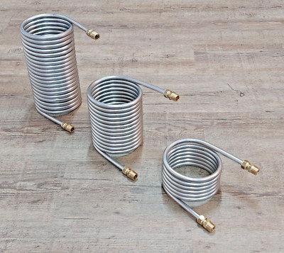 Spirale 2,5m - 10m Edelstahlrohr 8x1mm AISI 316L 1.4404 Innen-Ø 104mm 1/4'' AG