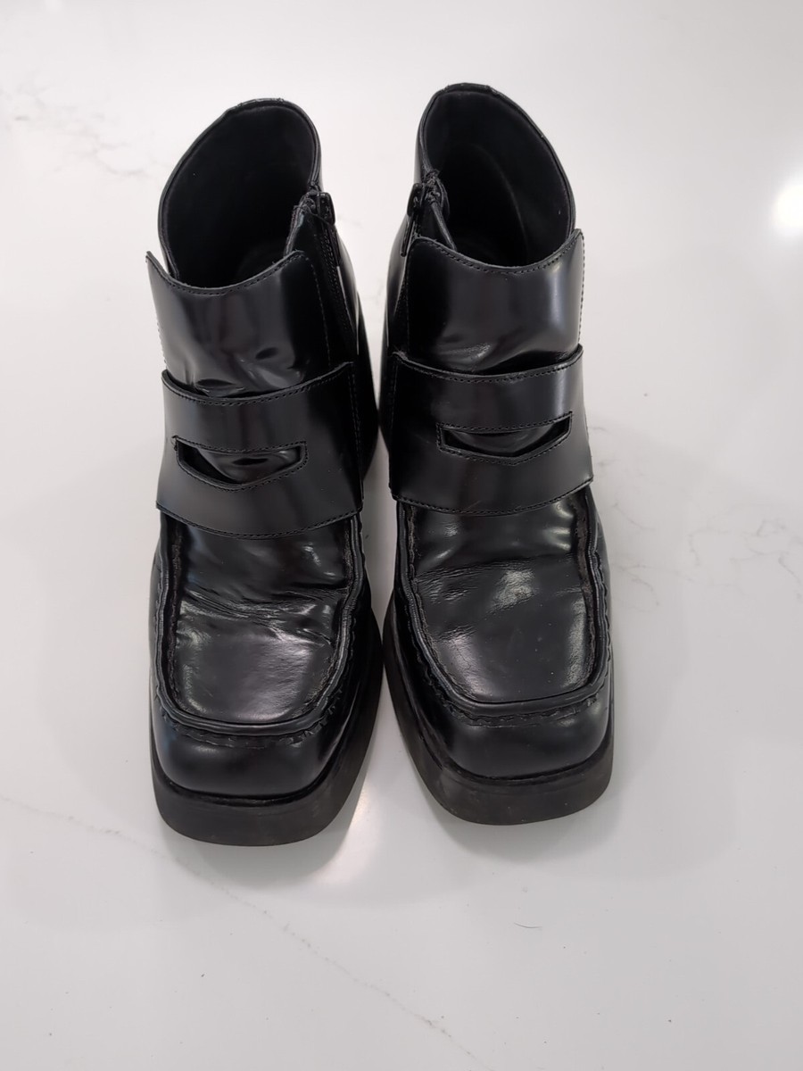 Vagabond Shoemakers Brooke Black Leather Loafer Booties with Block