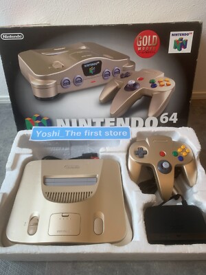Nintendo 64 N64 Console Controller Gold & Charger In Box Japan Exc