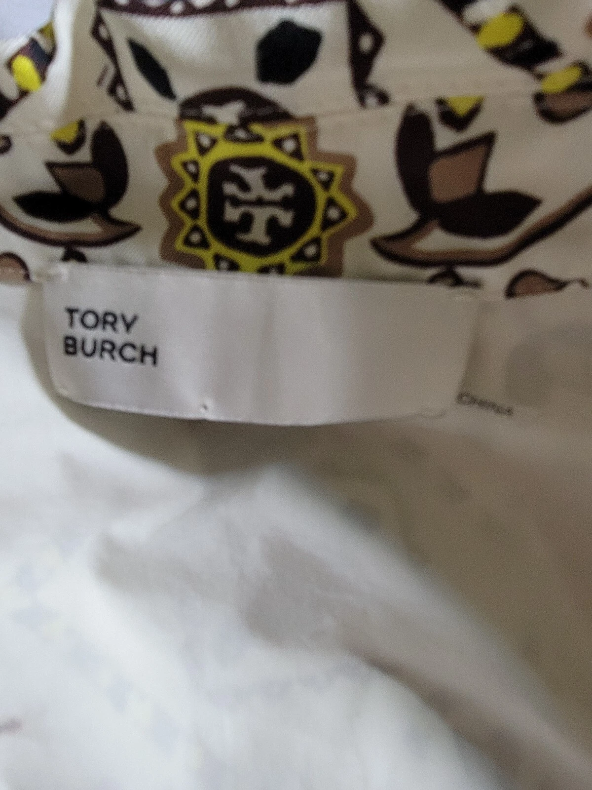 Camicia di seta stampata Tory Burch 8 avorio pesci sogno pigiama vestito twill di seta