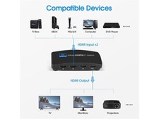 HDMI 2.1 Switch 3 Port In 1 Out 8K 60Hz 4K 120Hz HDR Switcher Selector Xbox PS5