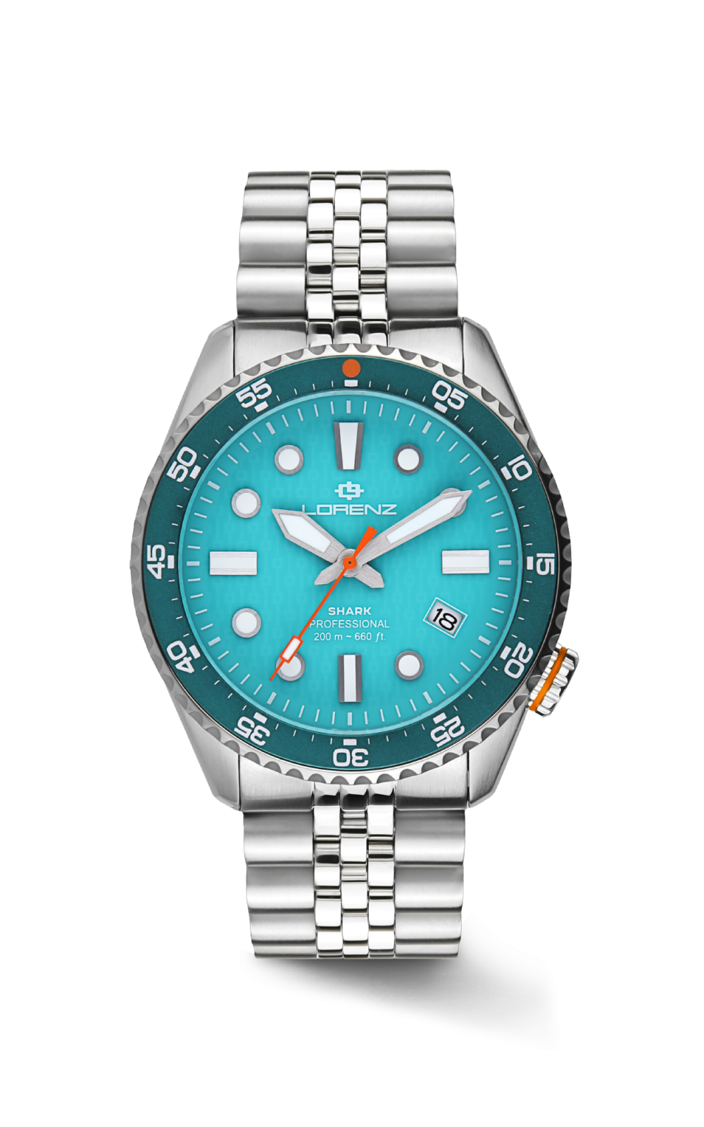 Orologio Lorenz Shark 5 Professional Diver 030255EE Watch Automatico Turchese