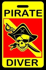 Safety Yellow PIRATE DIVER SCUBA Diving Luggage/Gear Bag Tag - New