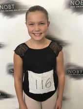 Mirella Ballet Dance Leotard Black Lace Sleeves Youth/Girls Size 14 GORGEOUS