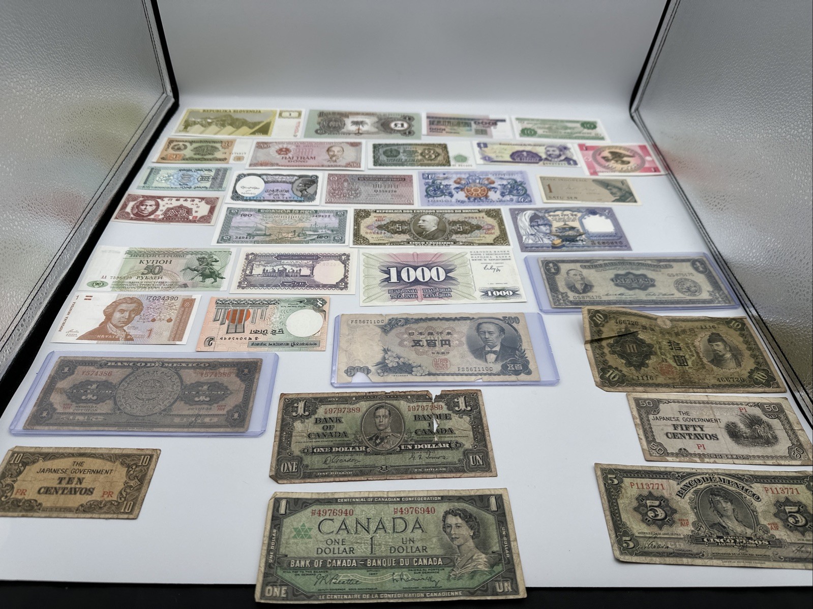 Vintage World Banknote Lot 35+ PcsForeign Paper Money Currency WWII Japan Canada