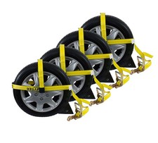 4pk 2x12 Car Tie Down Straps W Ratchet Snap Hooks 3333 Lbs Wll