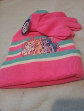 My Little Pony Girls Hat & Gloves Set Pink Teal White Believe NEW