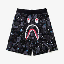 BAPE Space Camo Shark Sweat Shorts in black