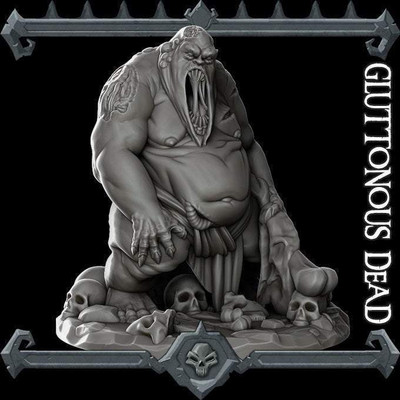Gluttonous Dead Undead Resin 3D Printed Fantasy Miniature D&D Tabletop RPG