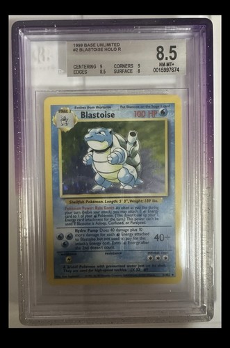 1999 Pokémon TCG Base Set Unlimited Blastoise Holo Rare 2/102 BGS 8.5