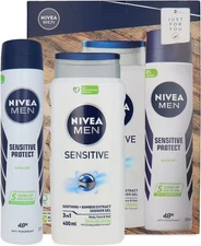 Nivea Men Gift Set Sensitive 3in1 Shower gel & quick dry Anti-perspirant bundle