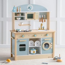 ROBUD Wooden Play Kitchen Set for Kids Toddlers, Toy Kitchen Gift for Boys Girls