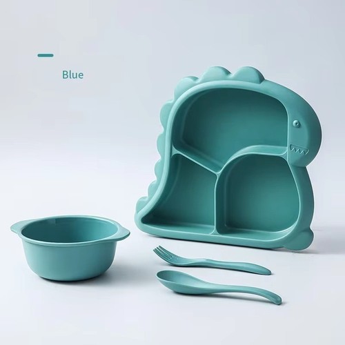 4PCS Silicone Baby Feeding Set suction Bowl, Plate,Spoon,ForkBPA-Free Dish kids - Afbeelding 6 van 8