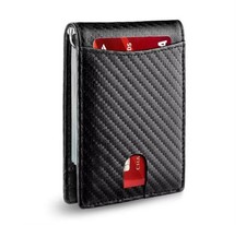 RFID Blocking Carbon Fiber Wallet for Men Slim Front Pocket Card Holder CashClip