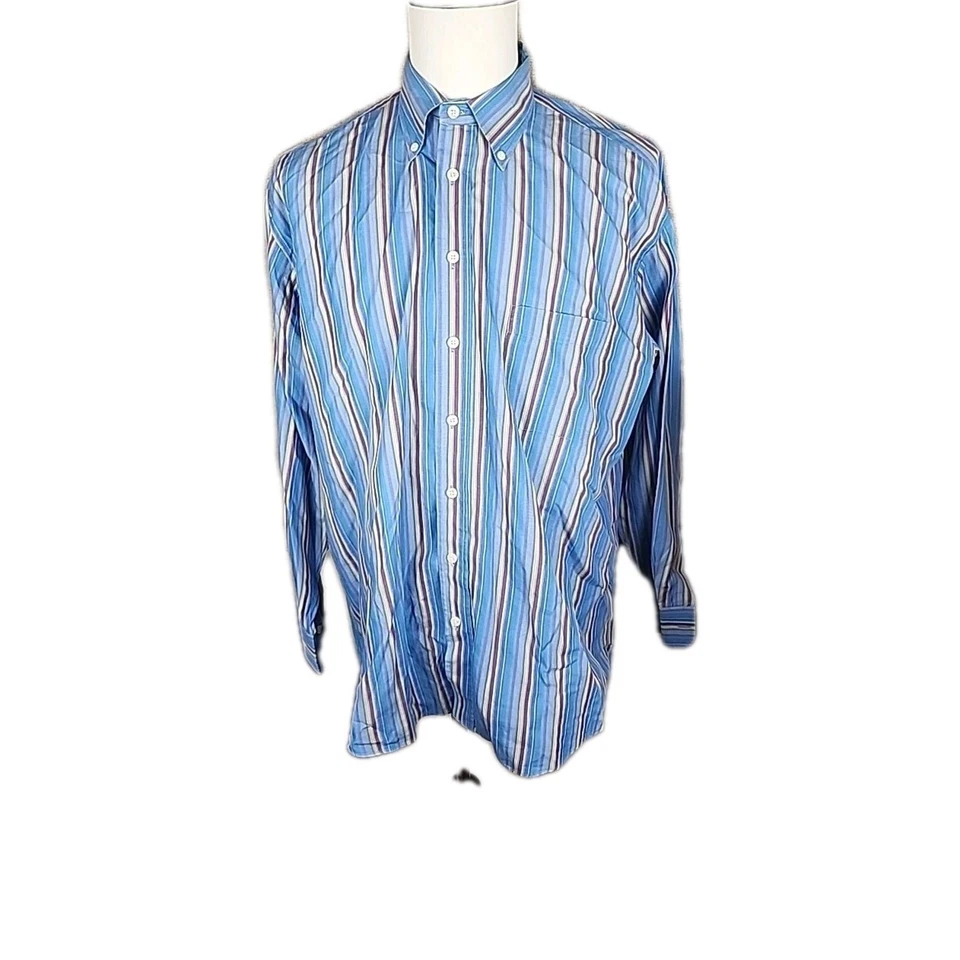 Camisa de vestir informal con botones manga larga Burberry London para hombre talla L azul Foto 3 de 4