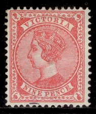 AUSTRALIA - Victoria QV SG320, 9d carmine-rose, M MINT. Cat £75.