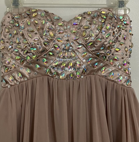 My Michelle Dress Formal Homecoming Knee Length Jeweled Strapless Size 7 - Picture 2 of 8