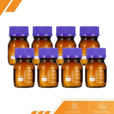 8 x Media Storage Bottles 100ml Borosilicate Glass Graduated Bottle Brown