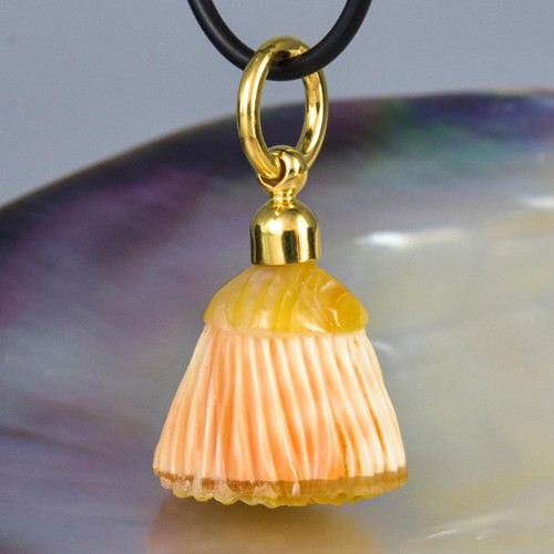 Gum Tree Flower Pendentif Sculpté Multicolore Coque & Or Vermillon Argent 10.48 - Bild 10 von 16