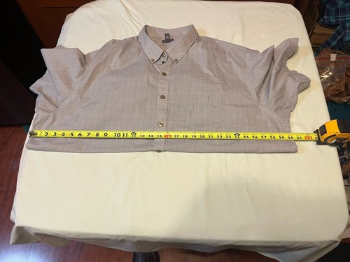 Van Heusen Men’s SS Button Down Light Gray Plaid Shirt Cotton Polyester 3XLT - Picture 12 of 15