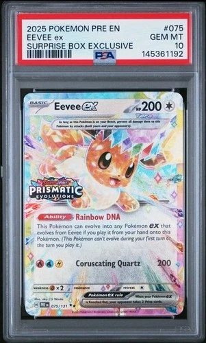 Pokemon Prismatic Evolutions Eevee ex 075/131 Surprise Box Stamped PSA 10 192