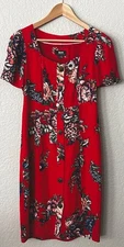 Anthropologie Dress Maeve Caldwell Floral Button Down Square Neck Size 6