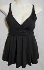 Anne Cole Solid Surplice Swimdress Women's Swimsuit Black Size 12