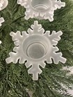 4  Snowflake Tealight Frosted Glass Candle Holders Stack Sm Votive Winter Table — photo 5