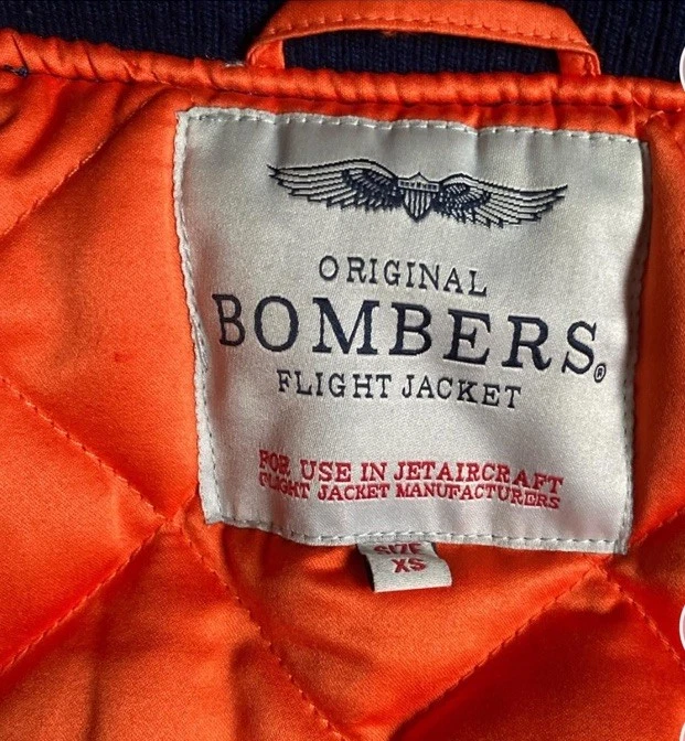 Chaqueta de Vuelo Original Bombers Para Mujer Azul Marino Talla S Talla con Cremallera Frontal Foto 4 de 4