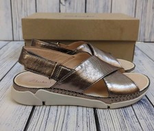 Image of Clarks Tri Alexia Trigenic Leather Slingback Sandals Metallic Stone UK 3 (D)