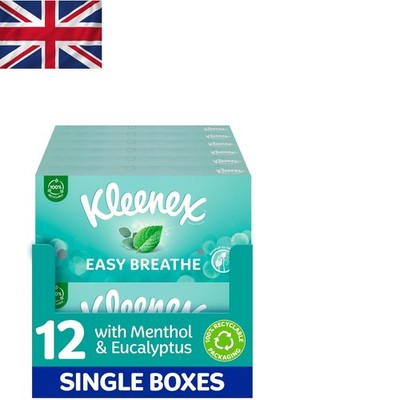 12 Schachteln Easy Breathe Taschentücher - 3-lagige Weichheit mit natürlichem Eukalyptusduft