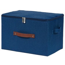 Storage Bins with Zipper Lid Cotton Linen Fabric Lidded Storage Baskets Boxes...