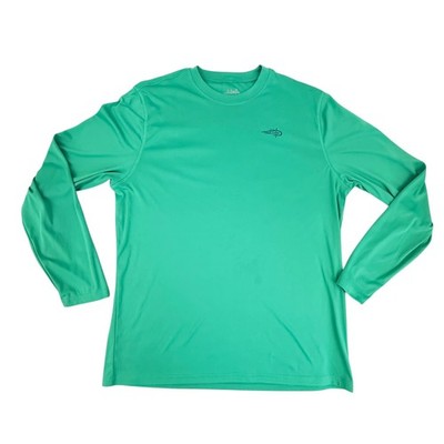 Reel Life Mens Long Sleeve Performance Fishing Shirt Teal Green Wave Graphic L