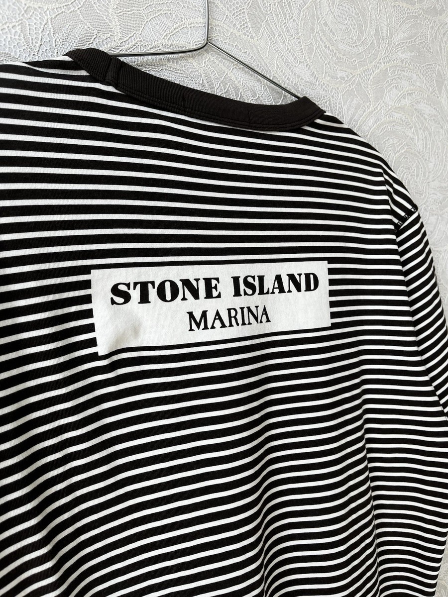 Stone Island Marina T-Shirt - Medium Men's Black / White Striped