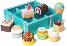 10pcs Wooden Dessert Set Toddler Pretend Play Toy Food, Sweets Playset