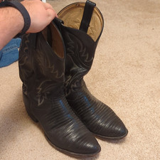 Tony Lama Men s Black Leather Western Boots P...
