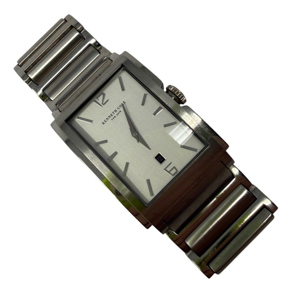 Kenneth Cole Watch Silver Tone Rectangular Case D… - image 1