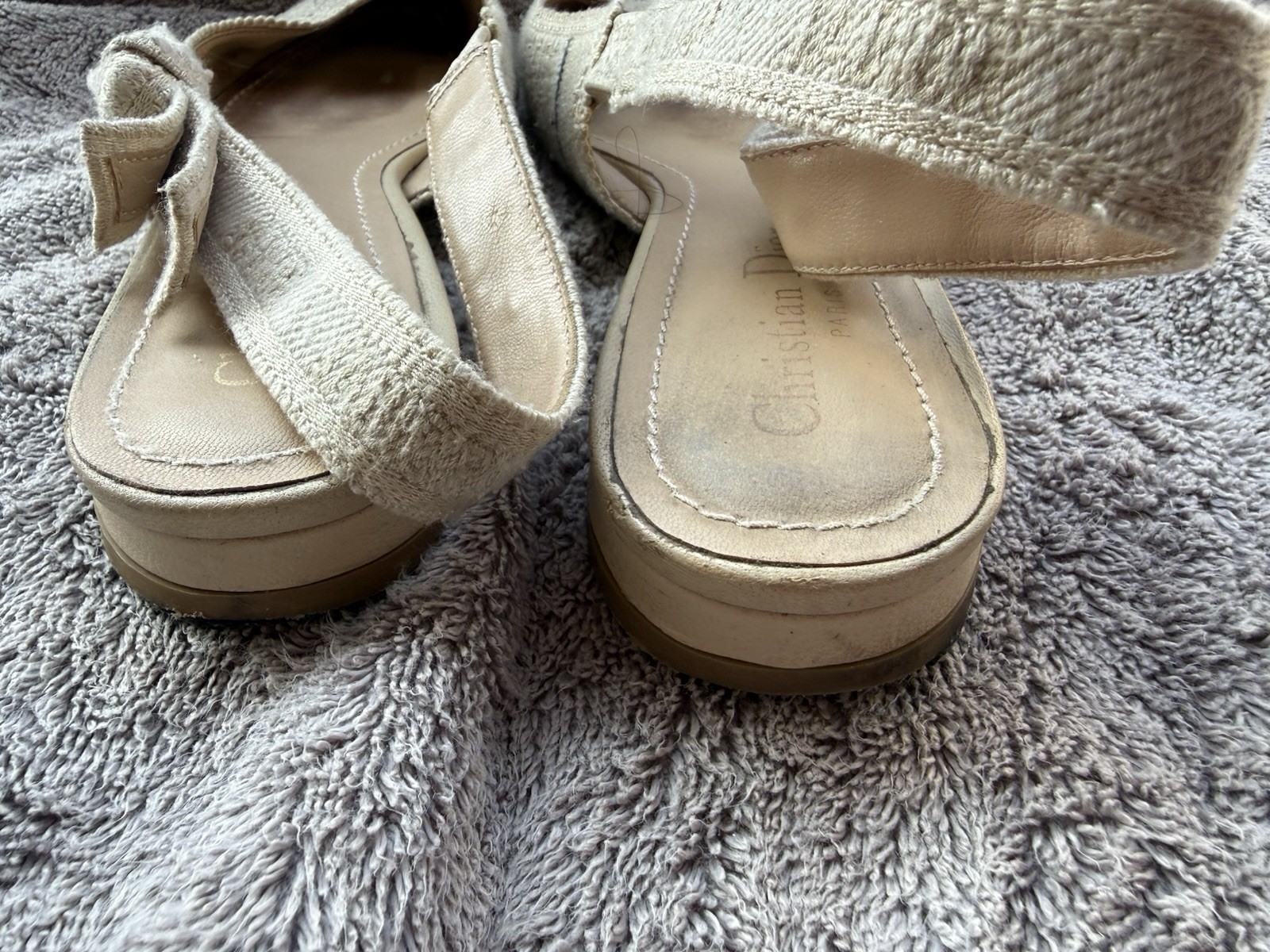 Authentic CHRISTIAN DIOR Neutral J'ADIOR  Canvas Slingback Ballet Flats 39 image 6