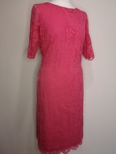 Ladies M&S MARKS & SPENCERS Pink Stretch Lace Dress, Size 14