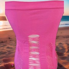 Women's Pink Exotic Bodycon Mini Dress Tube top With Side Cutouts One Size
