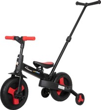 4-in-1 Kids Red Balance Bike Folding Toddler Trike Push Handle Pram Stroller