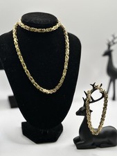 14k Gold-plated Byzantine Chain Necklace and Bracelet. 60cm