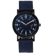 Herren Quarz Armbanduhr Nylonarmband Leuchtend Sport Rundes Zifferblatt