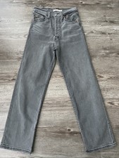 Levis Ribcage Straight Ankle Jean Gray Button Fly Womens 24