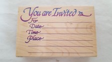 STAMPENDOUS INVITATION MOUNTED RUBBER STAMP P031 1998 RETIRED UNUSED EMBOSSING