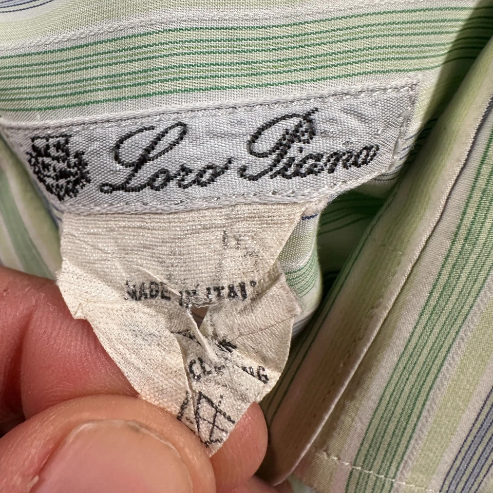 Camisa de Vestir Loro Piana Abotonada Para Hombre 18.5 Multicolor Rayas Hecha en Italia Foto 3 de 4