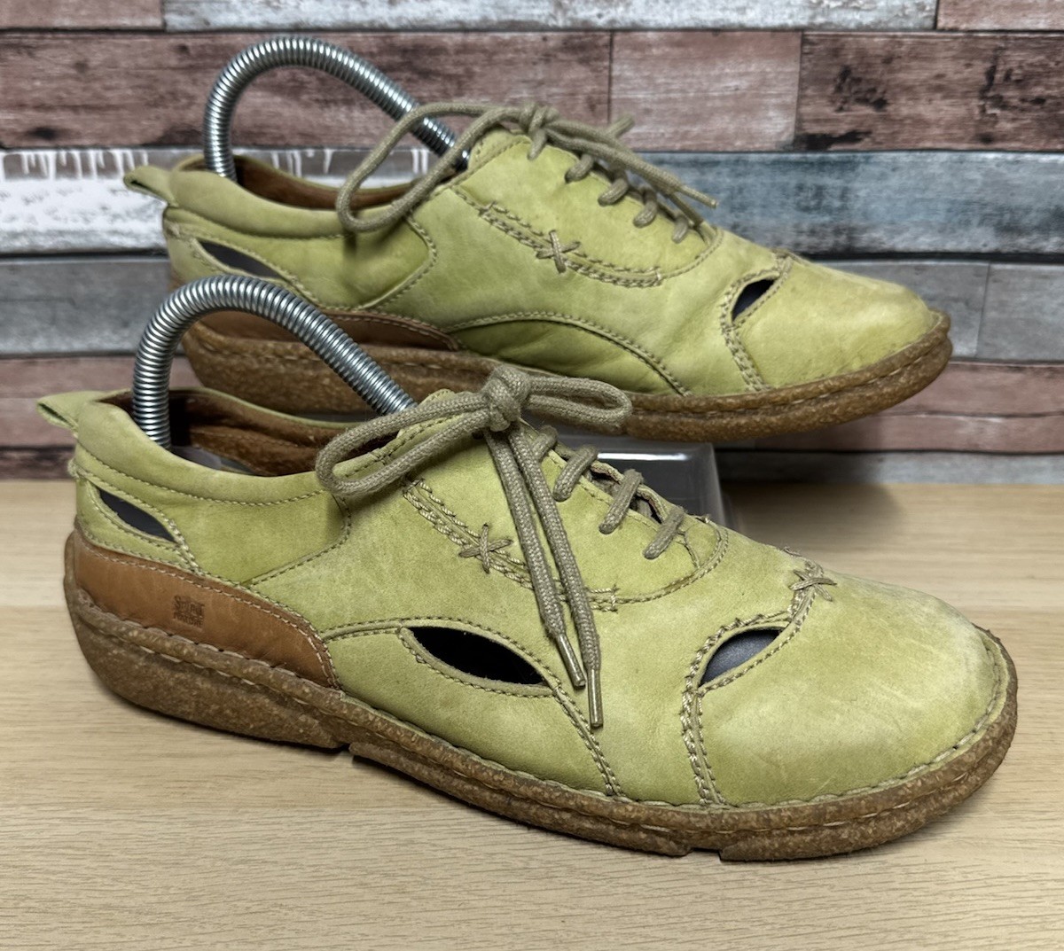Josef Seibel Spirit of Nature Green Leather Lace Up Shoes UK EU