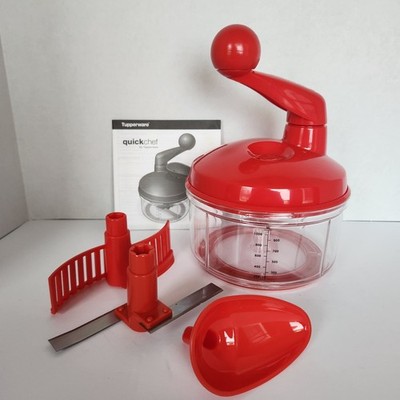 TUPPERWARE Quick Chef System Chili Red Food Processor Chopper Mixer Blender 